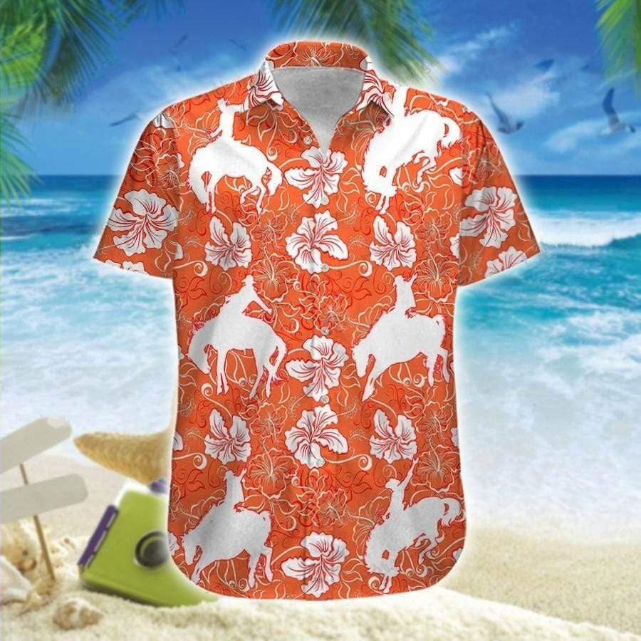 Hawaiian Aloha Shirt Saddle Bronc Orange For Men Women