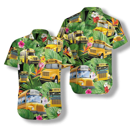 Hawaiian Aloha Shirt School Buses Tropical For Men Women