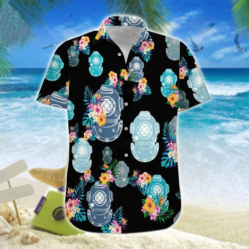 Hawaiian Aloha Shirt Scuba Diving Helmet Tropical Flowers For Men Women