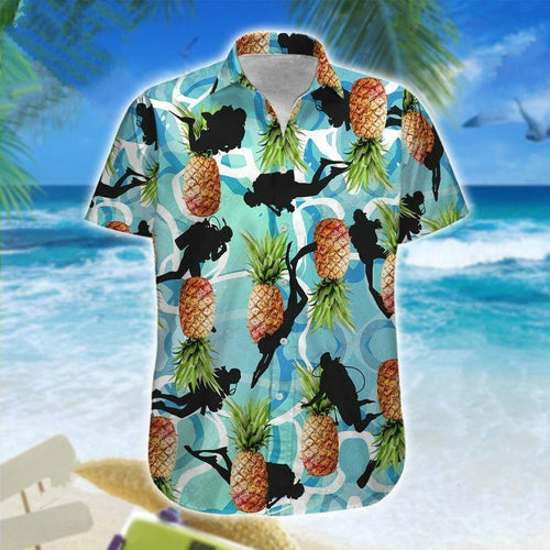 Hawaiian Aloha Shirt Scuba Diving Pineapple For Men Women