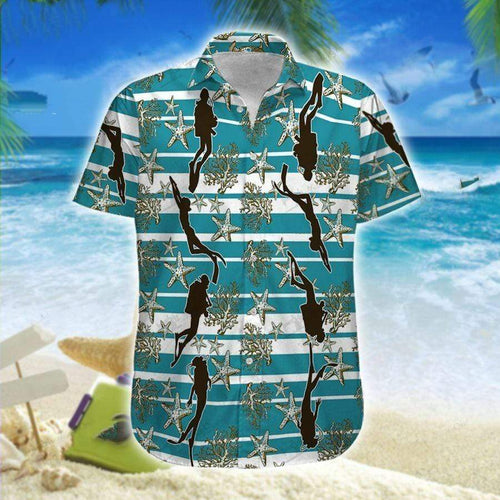 Hawaiian Aloha Shirt Scuba Diving Starfi For Men Women