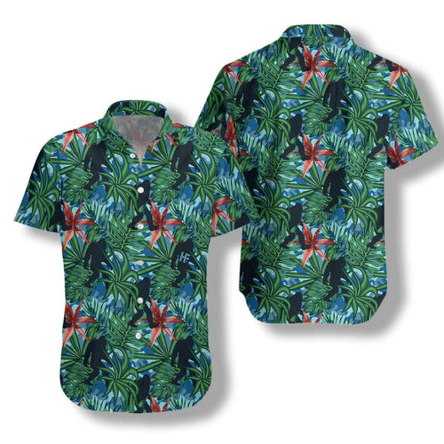 Hawaiian Aloha Shirt Silhouette Bigfoot Walking For Men Women