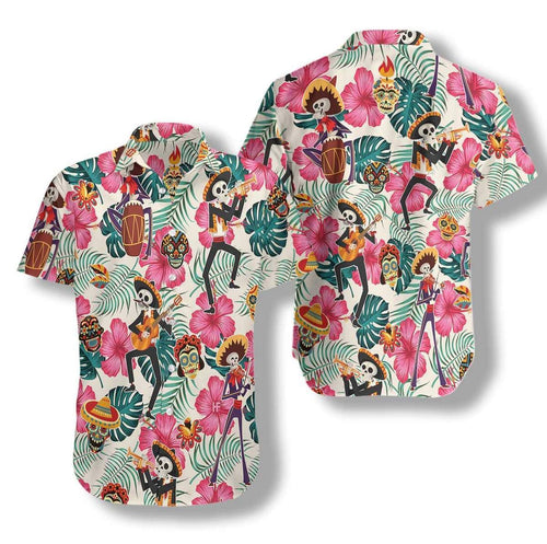 Hawaiian Aloha Shirt Skeleton Mexican Day Of The Dead For Men Women
