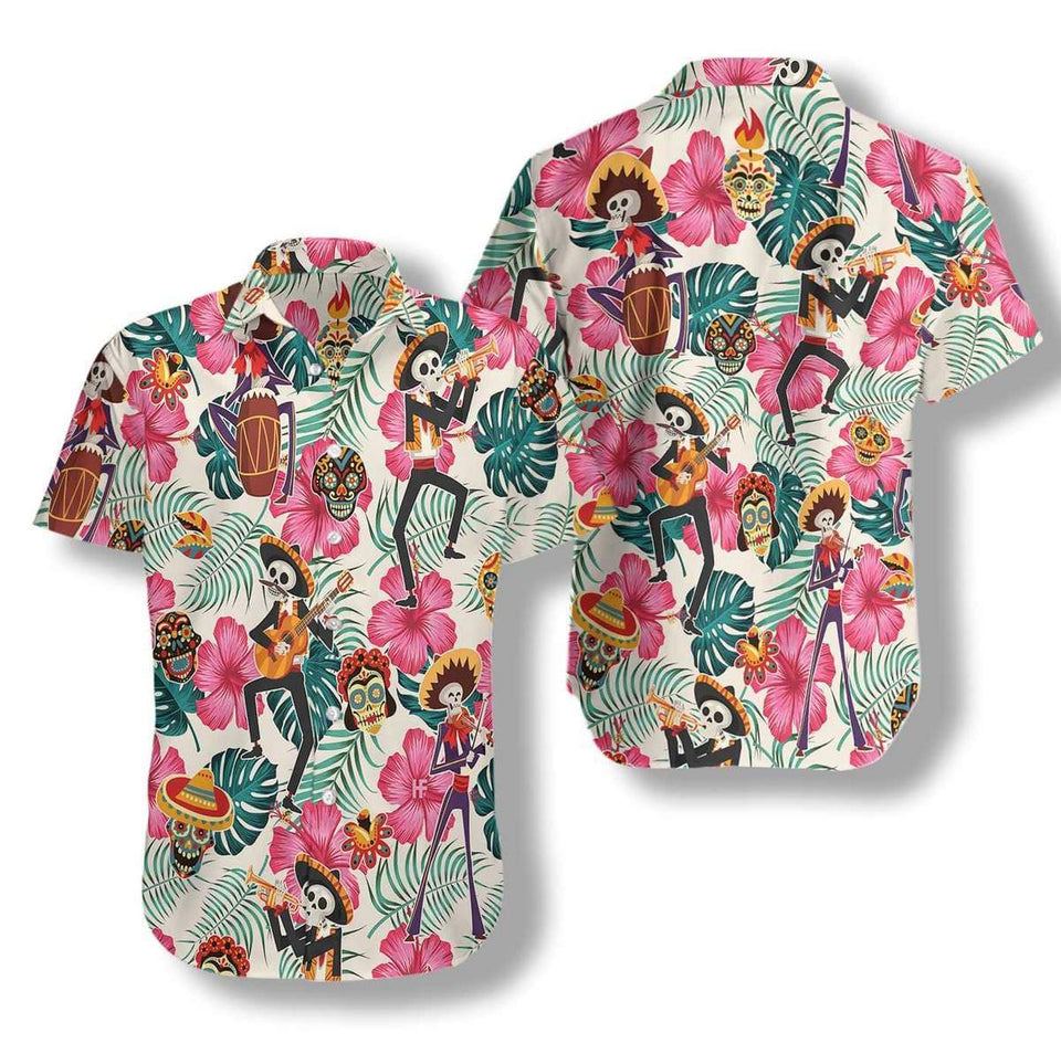 Hawaiian Aloha Shirt Skeleton Mexican Day Of The Dead For Men Women