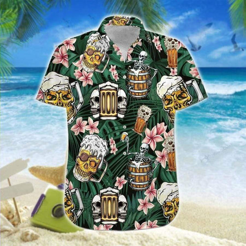 Hawaiian Aloha Shirt Skull Beer Summer For Men Women