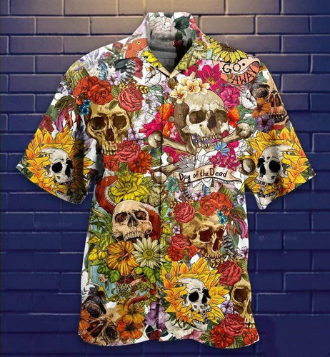 Hawaiian Aloha Shirt Skull Day Of The Dead Flower For Men Women