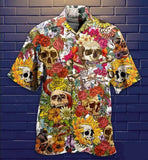 Hawaiian Aloha Shirt Skull Day Of The Dead Flower For Men Women