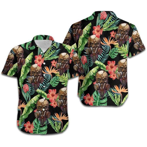 Hawaiian Aloha Shirt Skull Hibiscus Tropical For Men Women