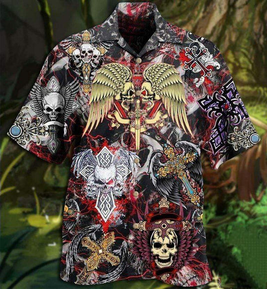 Hawaiian Aloha Shirt Skull Loves Key For Men Women