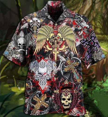 Hawaiian Aloha Shirt Skull Loves Key For Men Women