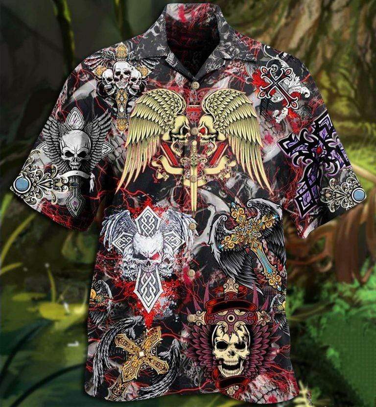 Hawaiian Aloha Shirt Skull Loves Key For Men Women