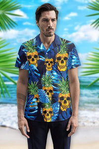 Hawaiian Aloha Shirt Skull Pineapple Tropical For Men Women