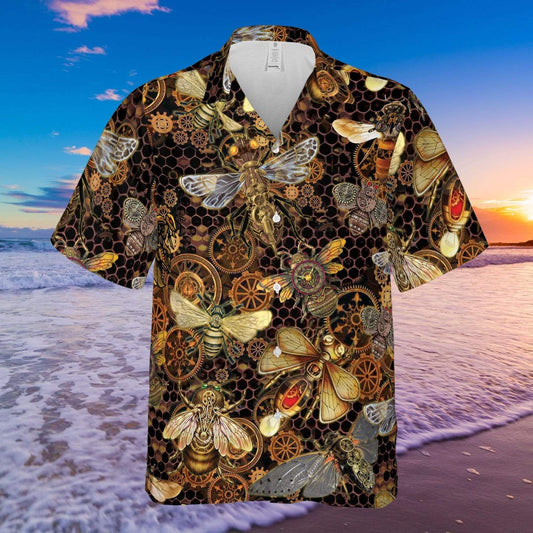 Hawaiian Aloha Shirt Steampunk Bee For Men Women
