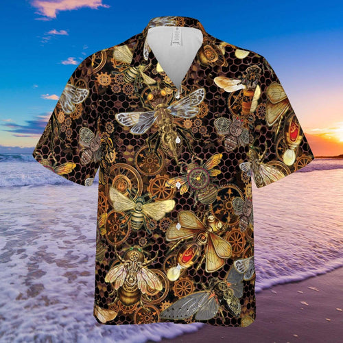 Hawaiian Aloha Shirt Steampunk Bee For Men Women