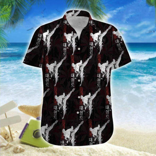 Hawaiian Aloha Shirt Taekwondo Black Palm Tree For Men Women
