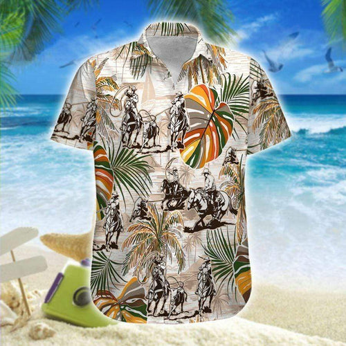 Hawaiian Aloha Shirt Team Roping Colorful Leaves For Men Women