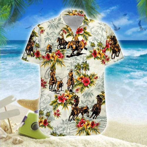 Hawaiian Aloha Shirt Team Roping Flowers Hawaii For Men Women
