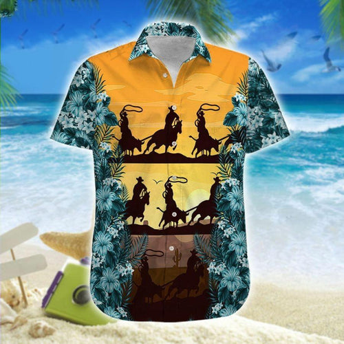 Hawaiian Aloha Shirt Team Roping Hawai Sunset For Men Women
