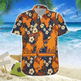 Hawaiian Aloha Shirt Team Roping Orange Flower For Men Women