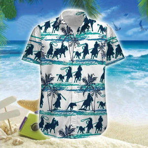 Hawaiian Aloha Shirt Team Roping Palm Art For Men Women