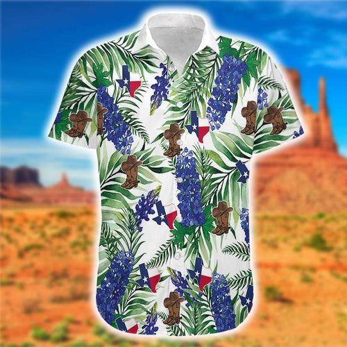 Hawaiian Aloha Shirt Texas Bluebonnet For Men Women