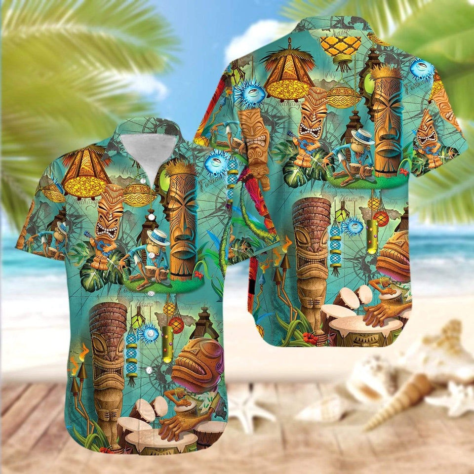 Hawaiian Aloha Shirt The Tiki Bar Is Open For Men Women