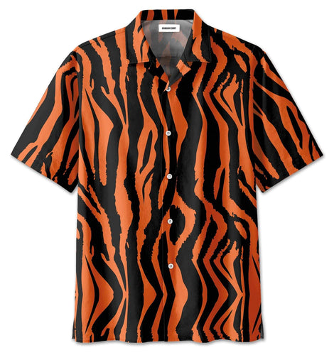 Hawaiian Aloha Shirt Tiger Zebra Strip For Men Women
