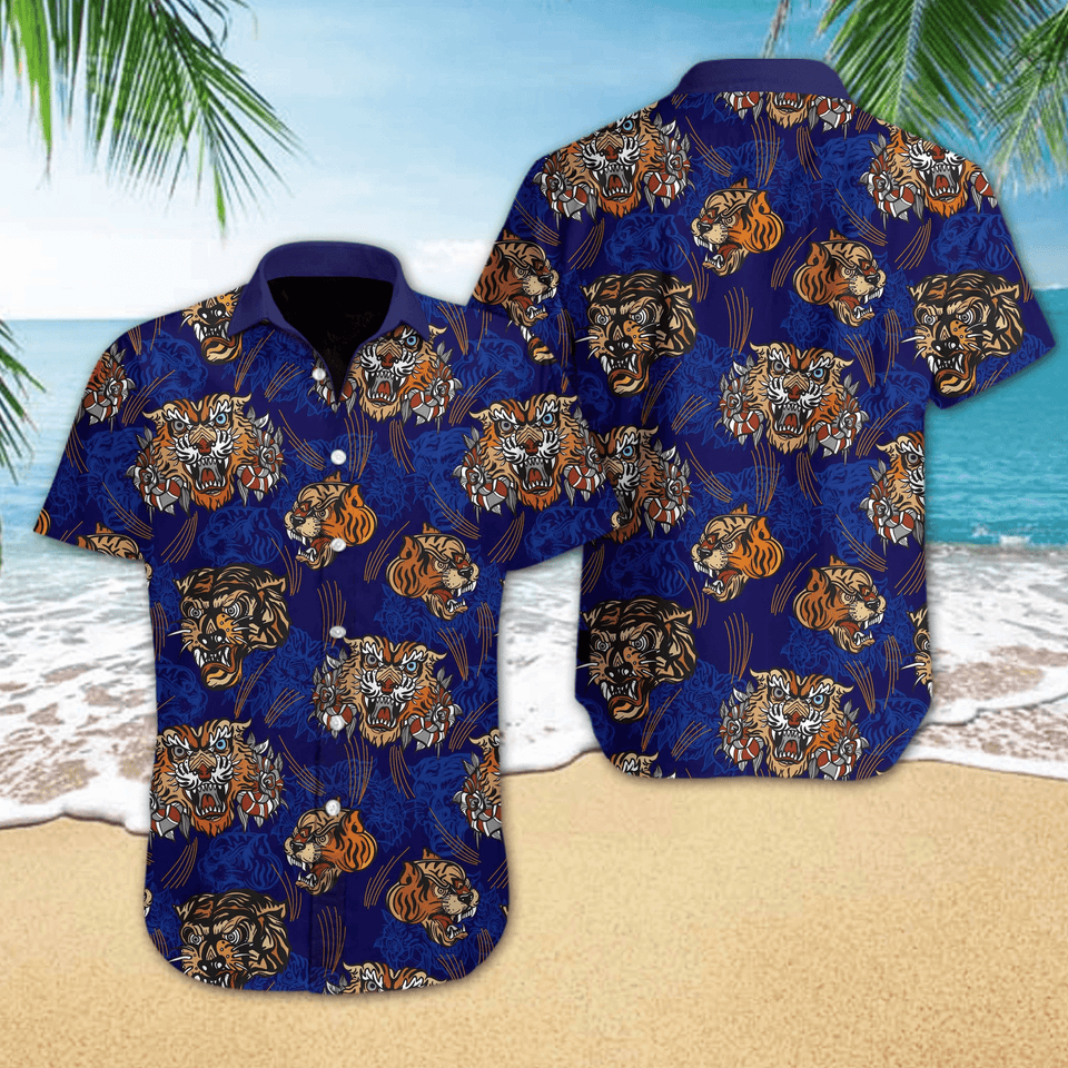 Hawaiian Aloha Shirt Tiger Tattoo Style For Men Women