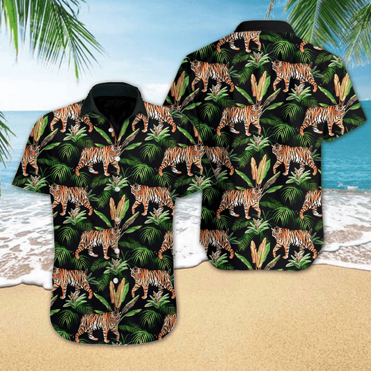Hawaiian Aloha Shirt Tiger Tropical For Men Women