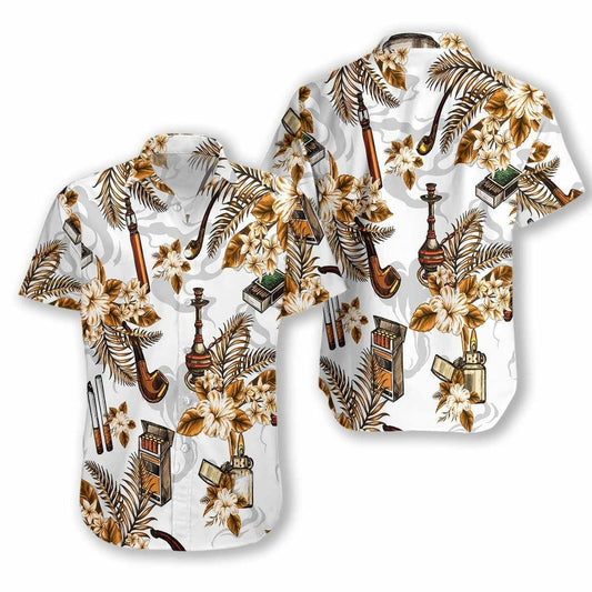 Hawaiian Aloha Shirt Tobacco Seamless Pattern For Men Women