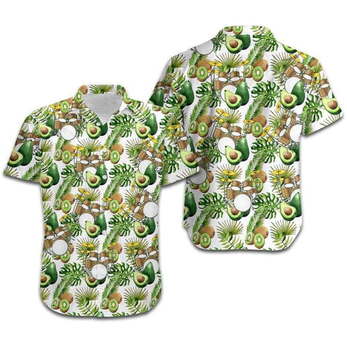 Hawaiian Aloha Shirt Tropical Avocado Kiwi Drums For Men Women