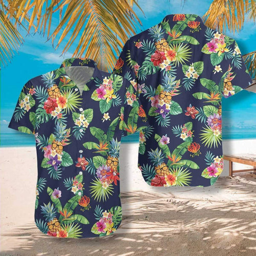 Hawaiian Aloha Shirt Tropical Pineapples Palm Leaves For Men Women