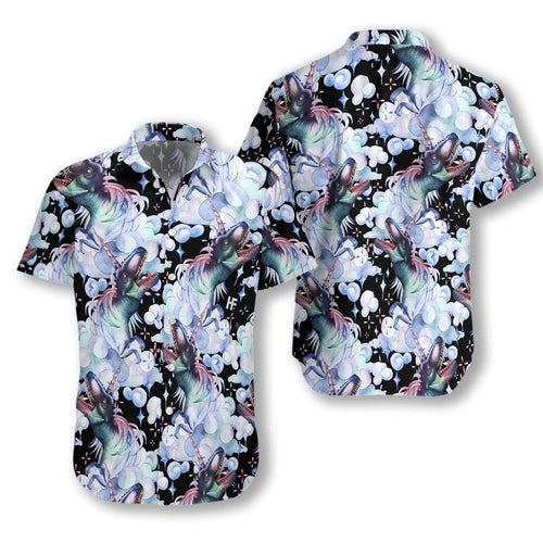 Hawaiian Aloha Shirt Unicorn T-rex Dinosaur For Men Women