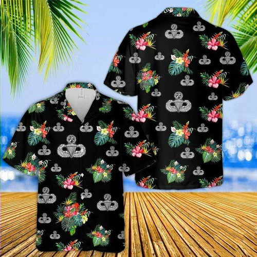 Hawaiian Aloha Shirt Us Air Force Master Parachutist Badge For Men Women