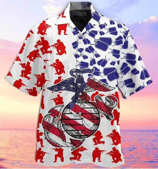 Hawaiian Aloha Shirt Us Marine American Flag For Men Women