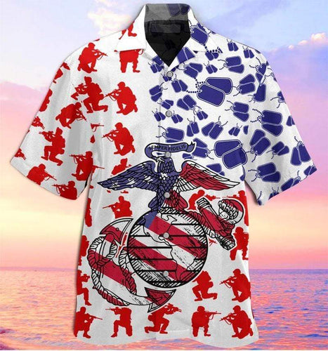 Hawaiian Aloha Shirt Us Marine American Flag For Men Women