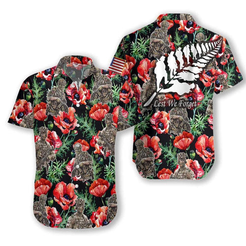 Hawaiian Aloha Shirt Veteran Less We Forget For Men Women