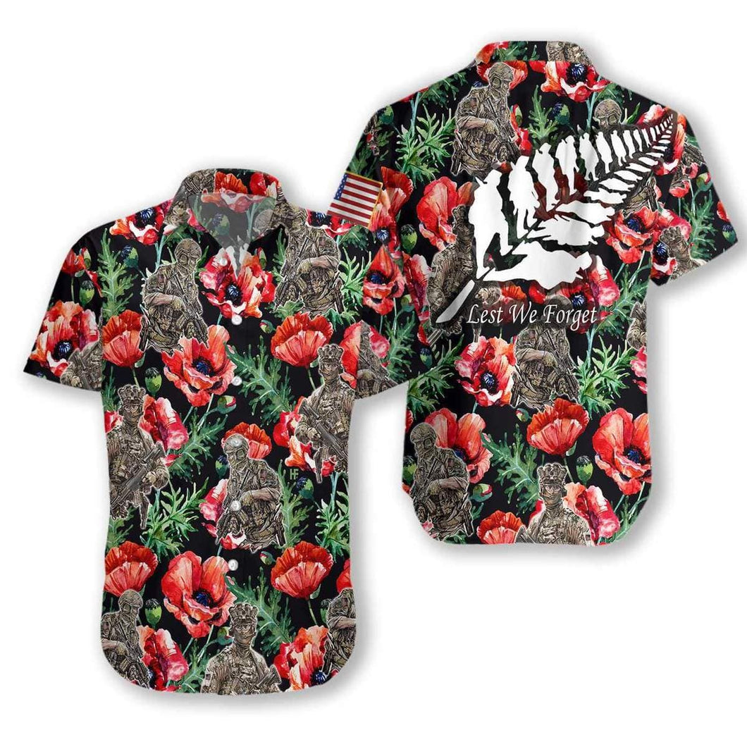 Hawaiian Aloha Shirt Veteran Less We Forget For Men Women