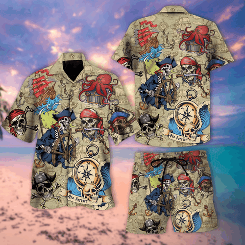 Hawaiian Aloha Shirt Vintage Skull Pirate For Men Women