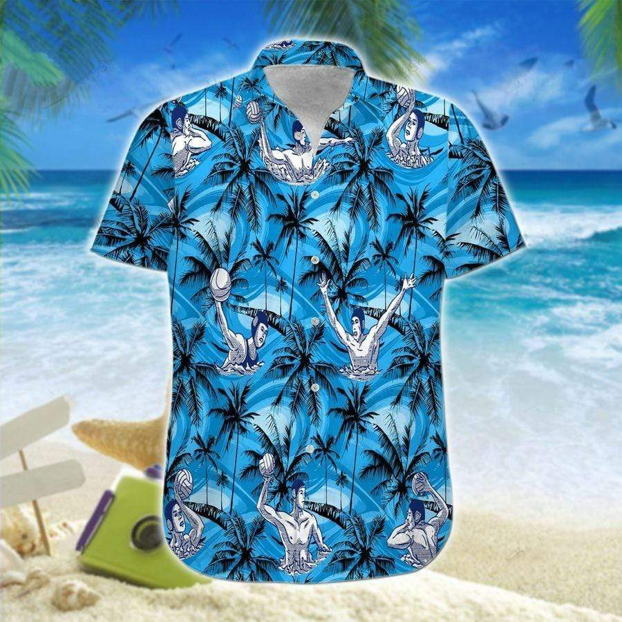 Hawaiian Aloha Shirt Water Polo Blue Sea For Men Women