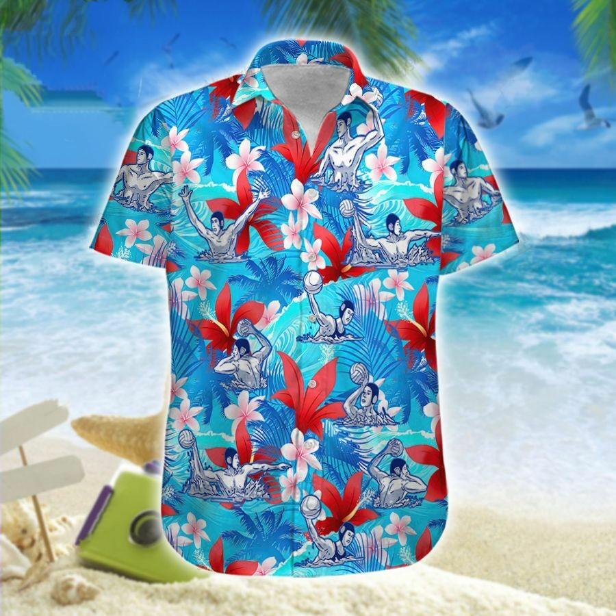Hawaiian Aloha Shirt Water Polo Red Flowers For Men Women