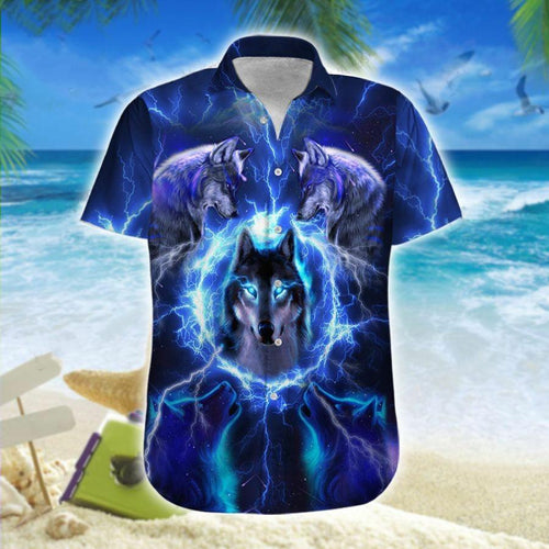 Hawaiian Aloha Shirt Wolf Thunder For Men Women