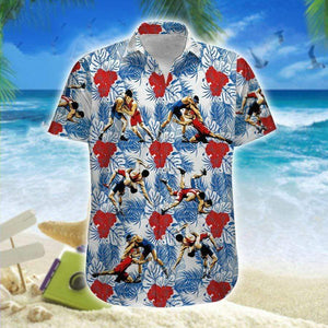 Hawaiian Aloha Shirt Wrestling Red Hibiscus For Men Women