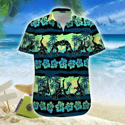 Hawaiian Aloha Shirt Wrestling Tropical Coconut Tree For Men Women
