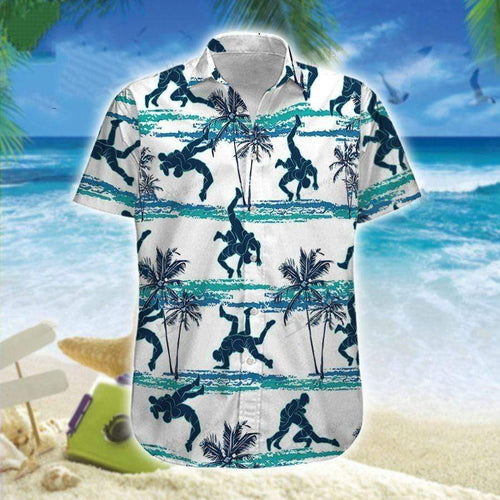 Hawaiian Aloha Shirt Wrestling White Palm For Men Women