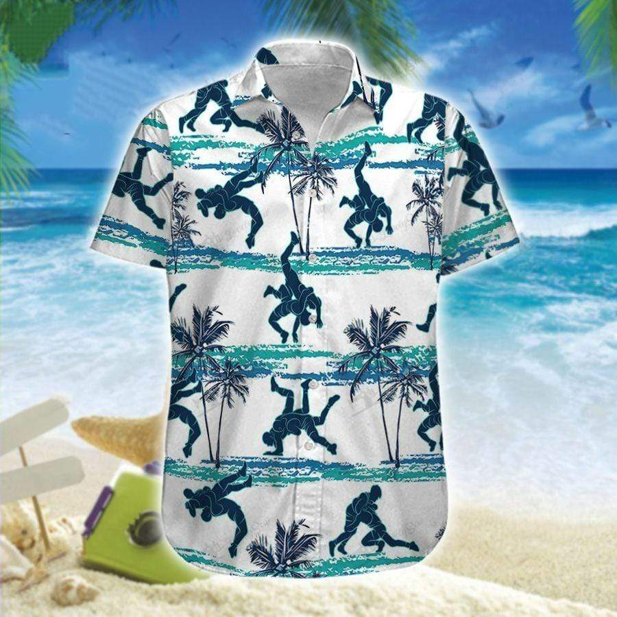 Hawaiian Aloha Shirt Wrestling White Palm For Men Women