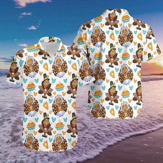 Hawaiian Aloha Shirtcouple Heart Turkeys Thanksgiving For Men Women