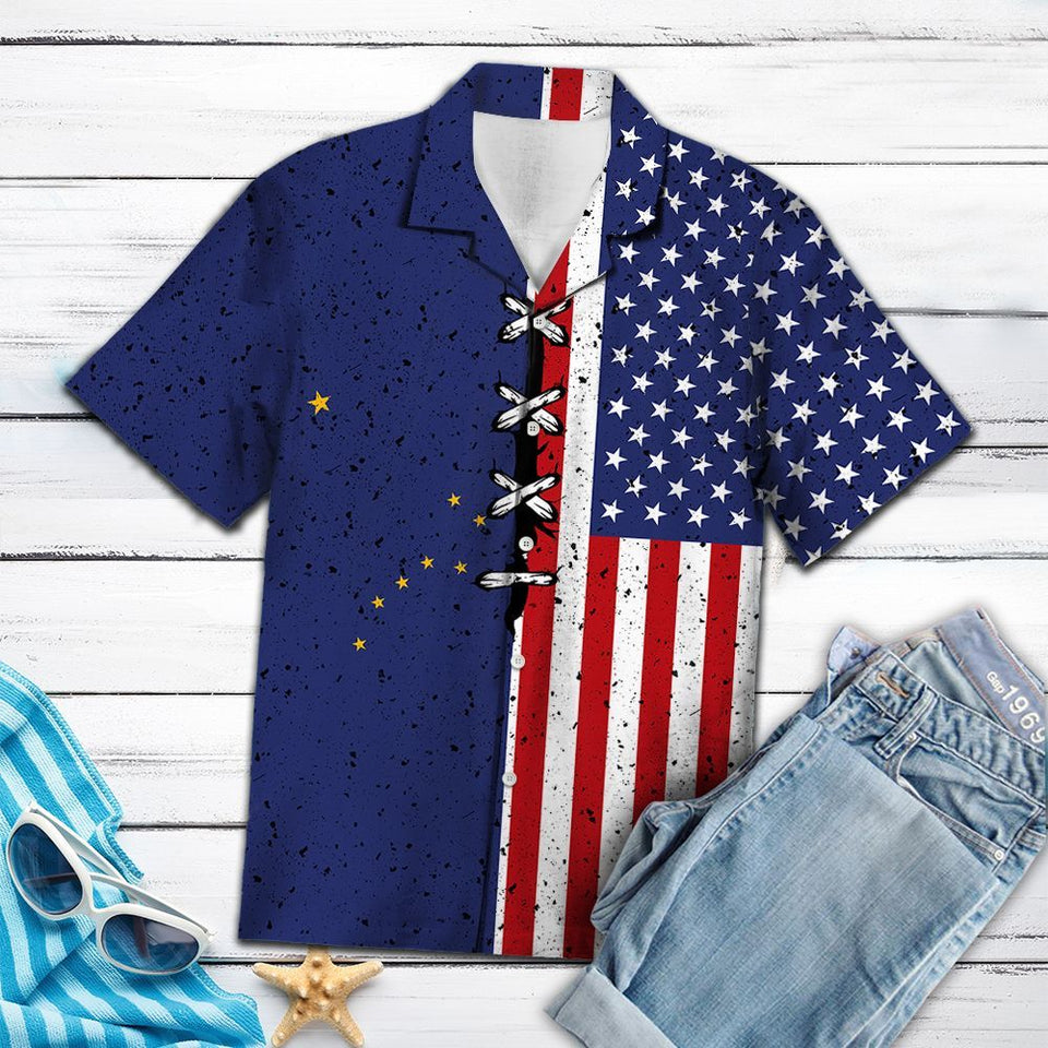 Hawaiian Shirt Alaska Usa Flag For Women Men