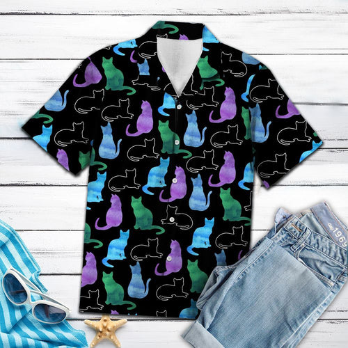 Hawaiian Shirt Cat Color Shadow For Women Men