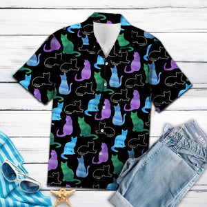 Hawaiian Shirt Cat Color Shadow For Women Men